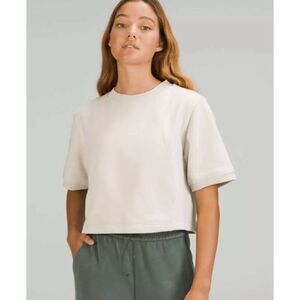 Lululemon‎ Womens Ribbed Crew Neck Short Sleeve Athletic Top Stone Size 8